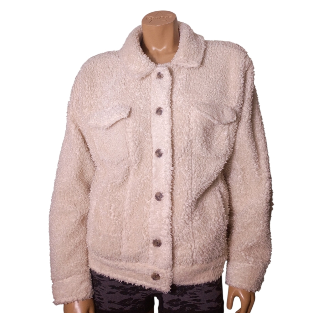 Ava &‎ Viv Cream Plush Sherpa Button Jacket